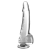 King Cock Clear - Realistyczne Dildo Z Jądrami I Przyssawką Przezroczyste 25 CM