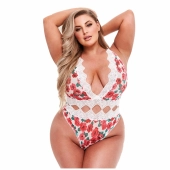 Body - Baci White Floral & Lace Teddy Queen Size
