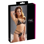 Cottelli LINGERIE - Zmysłowe Koronkowy Zestaw Biustonosz I Stringi Czarny L