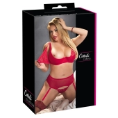 Cottelli CURVES - Seksowny Koronkowy Zestaw Do Striptizu Czerwony 95E/2XL