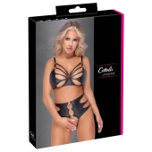 Cottelli LINGERIE - Seksowny Matowy Biustonosz I Wysokie Majtki Z Wycięciami XL