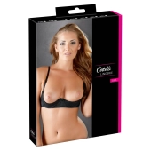 Cottelli LINGERIE - Otwarty Biustonosz Na Fiszbinach Z Eleganckimi Haftkami Czarny 75A