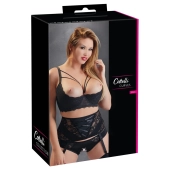 Cottelli CURVES - Biustonosz Z Odkrytym Biustem I Ozdobnymi Paseczkami Czarny 85E
