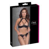 Cottelli LINGERIE - Seksowne Stringi Bez Krocza I Biustonosz Bez Miseczek Z Kwiatowym Haftem 80B/M