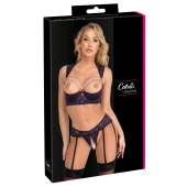 Cottelli LINGERIE - Seksowny 2-Częściowy Komplecik Z Fioletowej Koronki I Białymi Perłami 80B/M