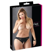 Cottelli CURVES - Czarne Figi Z Dodatkiem Koronki Bez Krocza L