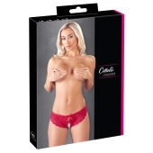 Cottelli LINGERIE - Seksowne Koronkowe Figi Z Wycięciami I Kokardkami Czerwone S