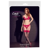 Cottelli LEGWEAR - Czarne Pończochy Z Seksowną Czerwoną Koronką 5