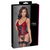 Cottelli LINGERIE - Seksowna Matowa Koszulka Z Paskami i I Delikatną Koronką + Stringi XL