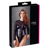 Cottelli LINGERIE - Seksowne Koronkowe Body Z Matowymi Wstawkami Czarne S