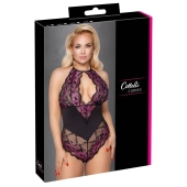 Cottelli CURVES - Dwukolorowe Kwiatowe Body Z Delikatne Koronki 2XL