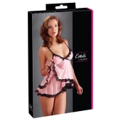 Cottelli LINGERIE - Seksowna Różowa Koszulka Nocna Z Koronką + Stringi XL