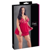 Cottelli CURVES - Seksowna Babydoll Z Rozcięciem Na Piersiach I Kokardką Czerwona 2XL