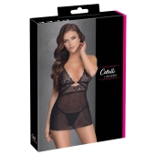 Cottelli LINGERIE - Seksowna Siateczkowa Halka Z Delikatną Koronką + Stringi XL