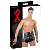 LATE X - Lateksowe Bokserki Z Wysokim Stanem I Falistymi Brzegami Czarne 2XL