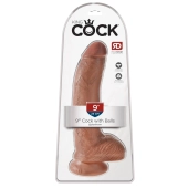 King Cock - Realistyczne Dildo Z Żołędziem Jądrami I Żyłkami 23 CM Ciemny Kolor Skóry