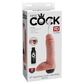 King Cock - Realistyczne Naturalne Dildo Z Wytryskiem 20 CM Jasny Kolor Skóry