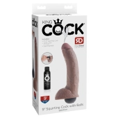 King Cock - Realistyczne Naturalne Dildo Z Wytryskiem 23 CM Ciemny Kolor Skóry