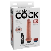 King Cock - Realistyczne Naturalne Dildo Z Wytryskiem 15 CM Jasny Kolor Skóry