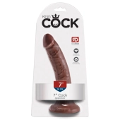 King Cock - Realistyczne Dildo Z Żyłkami I Przyssawką 18 CM Brązowy Kolor Skóry