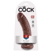 King Cock - Realistyczne Dildo Z Żyłkami I Przyssawką 20 CM Ciemny Kolor Skóry