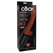 King Cock Plus - Realistyczny Wibrator Z Funkcją Ciepła I Wstrząsów 19 CM Ciemny Kolor Skóry
