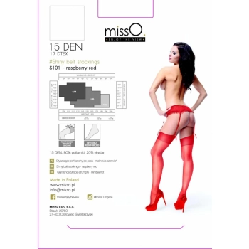 Pończochy do pasa - MissO S101 Czerwone S/M