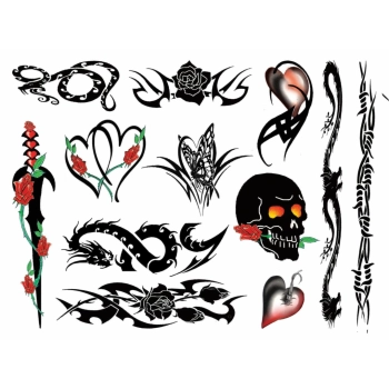 Zestaw tymczasowych tatuaży - Tattoo Set Rocker Chick