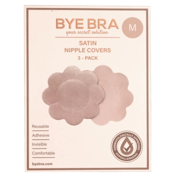 Osłonki materiałowe - Bye Bra Satin Nipple Covers M Nude 3 pary