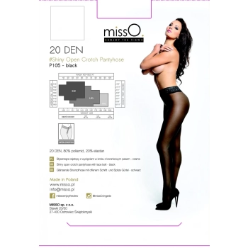 Rajstopy z wycięciem - MissO P105 Czarne S/M