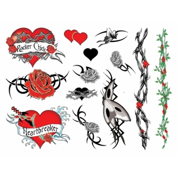 Zestaw tymczasowych tatuaży - Tattoo Set Rocker Chick
