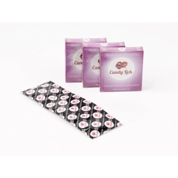 Prezerwatywy Candy Lick prążkowane