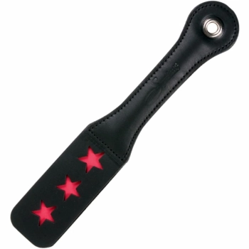 Skórzane miłosne wiosło - Sportsheets Leather Impression Paddle "Stars"
