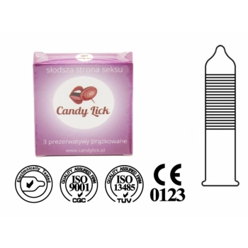 Prezerwatywy Candy Lick prążkowane