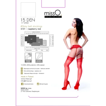 Pończochy do pasa - MissO S101 Czerwone XXL
