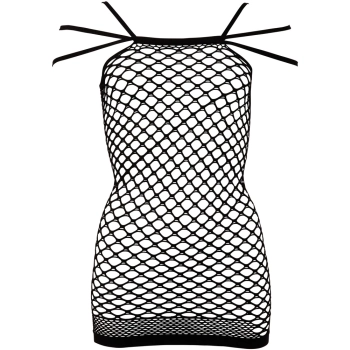 NO:XQSE - Seksowna Elastyczna Sukienka Z Siateczki Czarna S-L