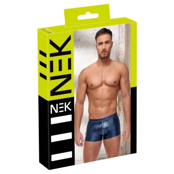 NEK - Niebieskie Matowe Męskie Bokserki Z Zamkiem Błyskawicznym XL