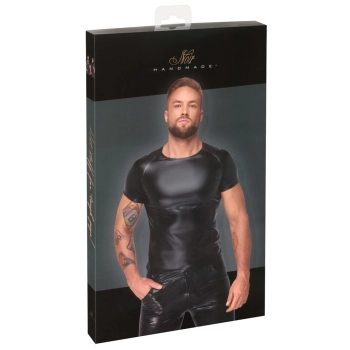 Noir - Seksowna Męska Koszulka Czarny Mat XL