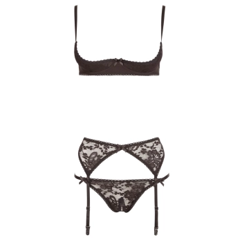 Cottelli LINGERIE - Seksowny 3-Częściowy Koronkowy Set 80B/M