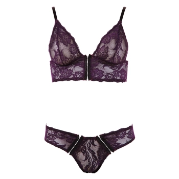 Cottelli LINGERIE - Seksowny Koronkowy Biustonosz I Figi Na Haftki M