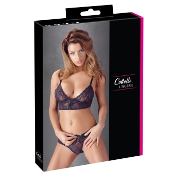 Cottelli LINGERIE - Seksowny Koronkowy Biustonosz I Figi Na Haftki XL