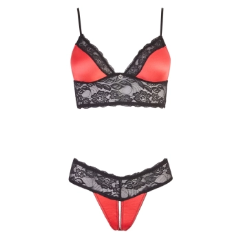 Cottelli LINGERIE - Gorący 2-Częsciowy Komplecik Z Otwartym Kroczem S