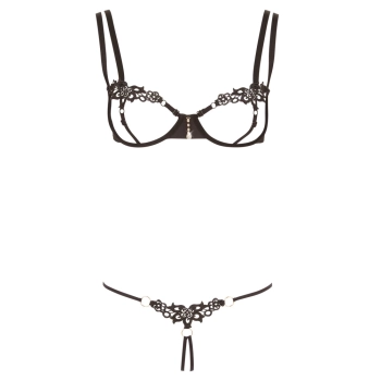 Cottelli LINGERIE - Seksowny 2-Częściowy Komplecik Z Paseczków Czarny S
