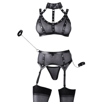 Cottelli Bondage - Seksowny Siateczkowy Komplecik Bondage Czarny XL