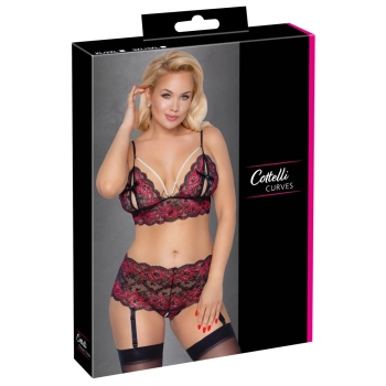 Cottelli CURVES - Seksowny Koronkowy Komplecik Z Perełkami 3XL/4XL