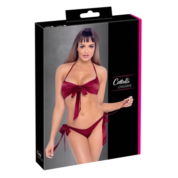 Cottelli LINGERIE - Gorący Wiązany 2-Częściowy Set Czerwony S/M