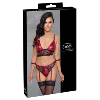 Cottelli Bondage - Seksowny Czerwony Zestaw Z Elegancką Koronką L