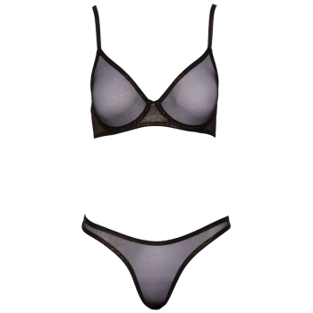 Cottelli LINGERIE - Seksowny Siateczkowy 2-Częściowy Komplecik Z Brokatem 85B/L