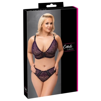 Cottelli CURVES - Seksowny 2-Częściowy Zestaw Z Fioletowej Koronki 3XL