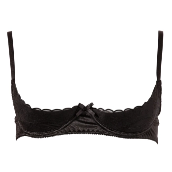 Cottelli LINGERIE - Otwarty Biustonosz Na Fiszbinach Z Eleganckimi Haftkami Czarny 80B